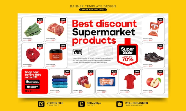 product advertising catalog banner template for supermarket shop