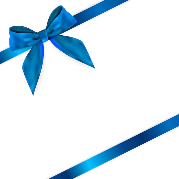 Vector product blue ribbon and bow 3d realistic