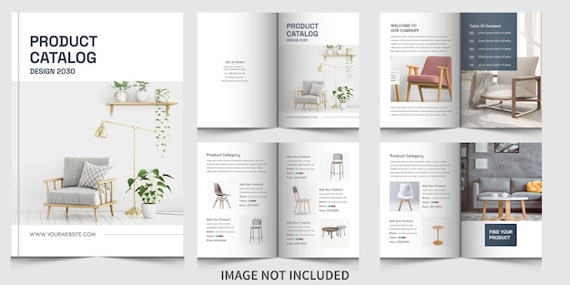 Product catalog design company profile brochure and minimalist layout or furniture product catalog