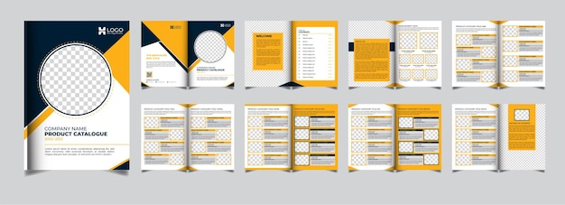 Product catalog template design modern catalog layout Orange and black Premium Vector