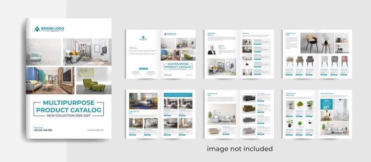 Vector product catalogue design template and furniture product catalogue