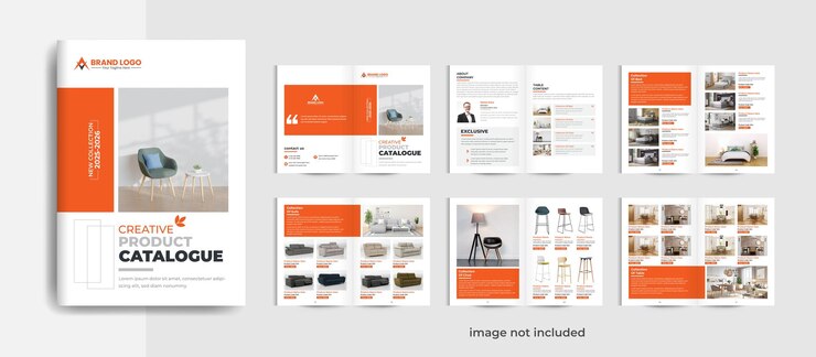 Vector product catalogue design template and furniture product catalogue