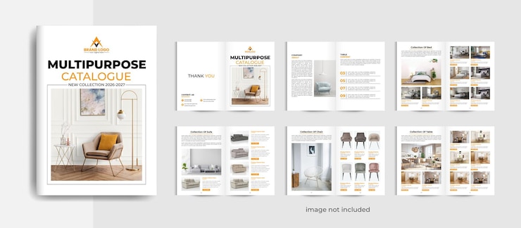 Vector product catalogue design template and furniture product catalogue