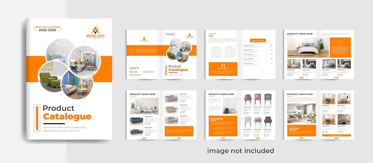 Vector product catalogue design template and furniture product catalogue