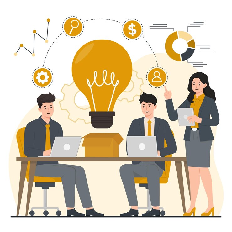 product development concept brainstorming New product teamwork brainstorming Startup business