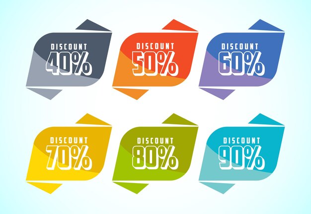 product discount tag sticker set shopping discount label with 40 50 60 70 80 and 90 percent off