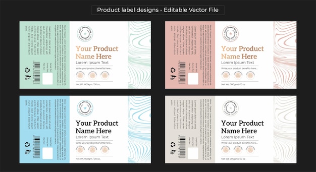 Vector product label design template pastel color labels editable vector file for printing cosmetics