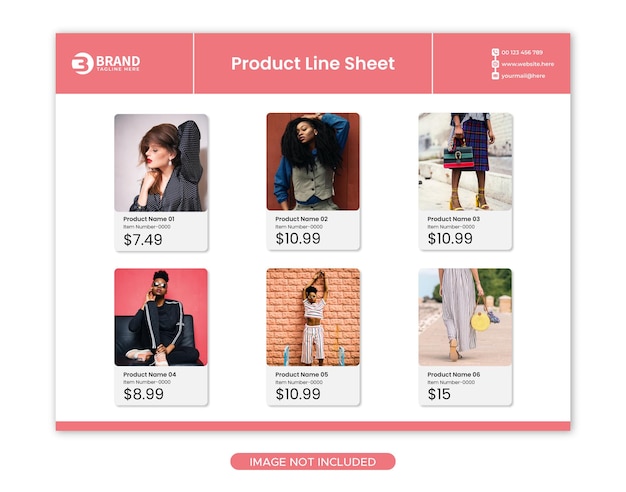 product line sheet template