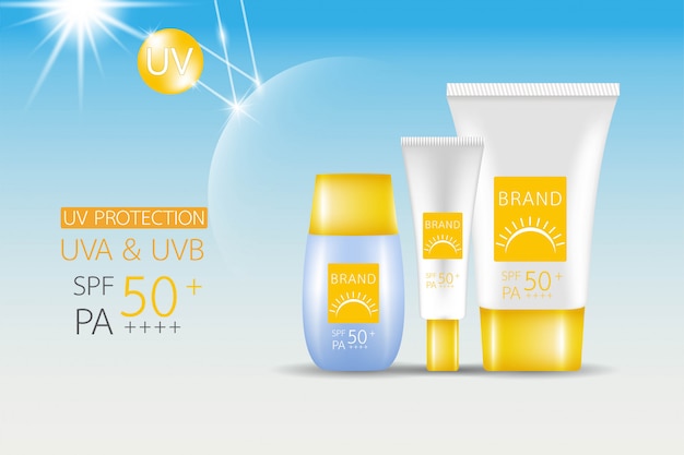 Product mock-up ontwerp. zonnebrandcrème spf 50.