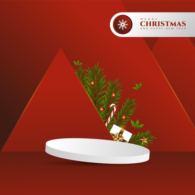 Vector product podium for christmas day with christmas decoration elements