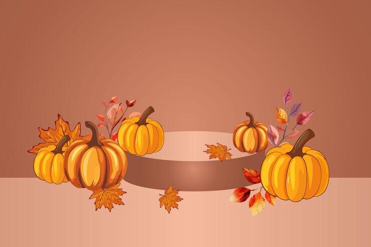 Vector product podium in warm autumn colors autumn exhibition platform natural minimal product stand