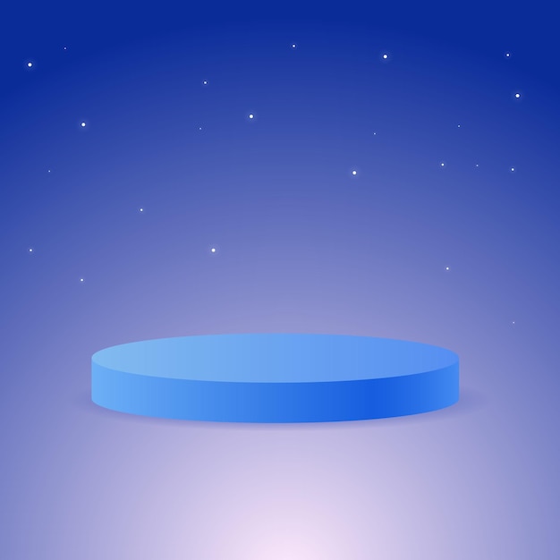 Product podium with clouds on a blue background