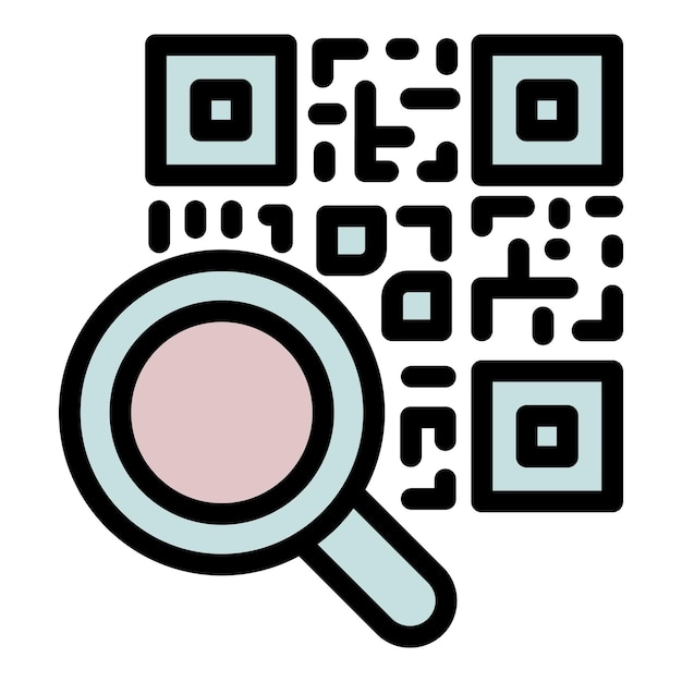 Вектор контура значка qr-кода продукта. Мобильное сканирование. Сканер платежей.