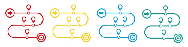 Vector product roadmap or project development roadmapping line art vector icon for apps and websites.