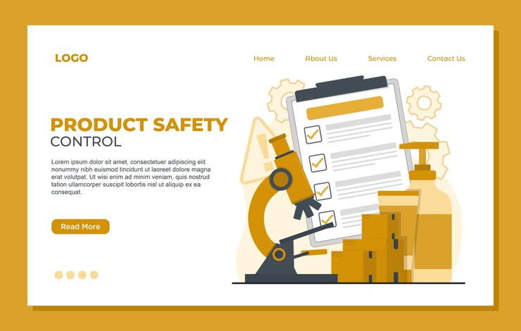 Vector product safety control landing page quality control concept safety management safety protocols