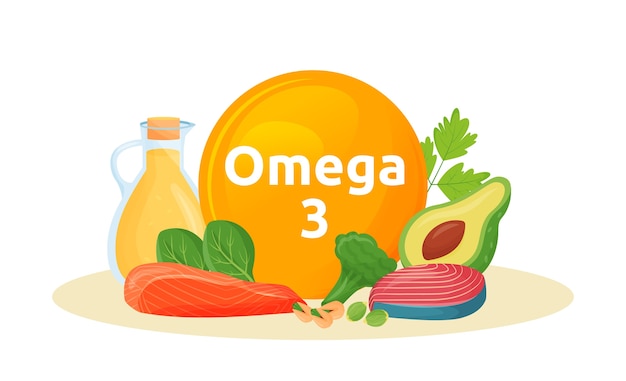 Producten bereik van omega 3 cartoon afbeelding