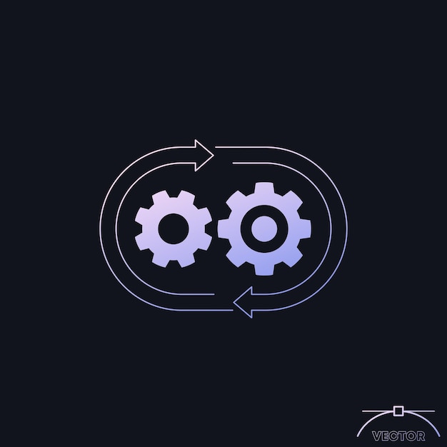 productie- en bedrijfscyclus icoonvector