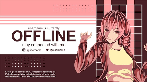 Productieve vrouw offline banner voor twitch