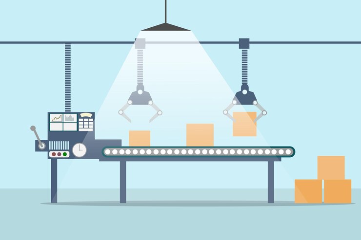 Vector production line of conveyor belt for industry
