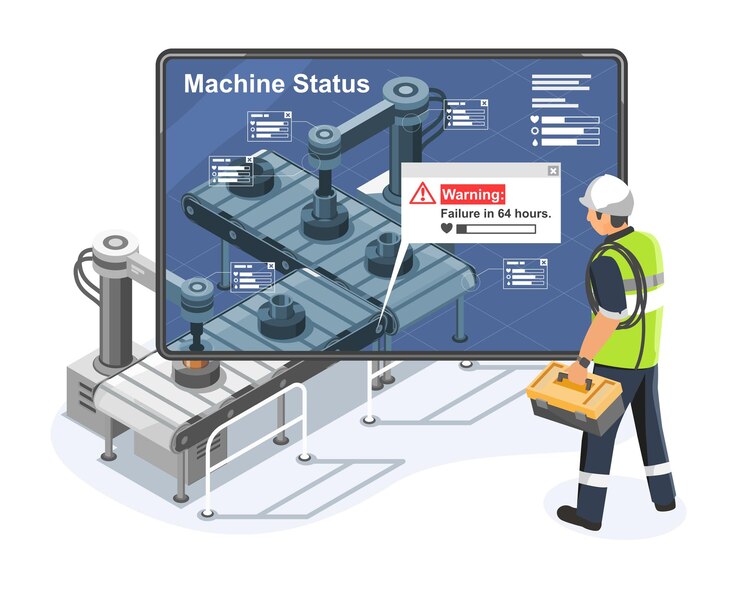 Vector production line factory conveyor technology isometric