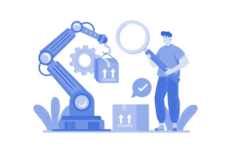 Vector production monitoring illustration concept on white background