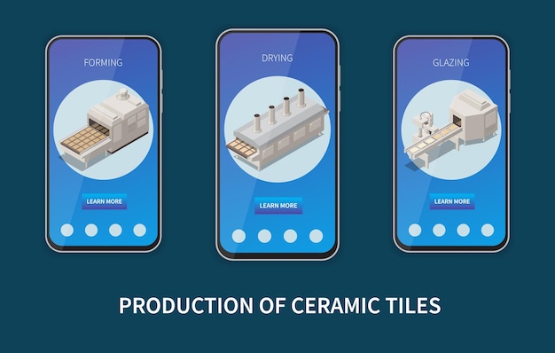 Производство керамической плитки изометрической концепции дизайна