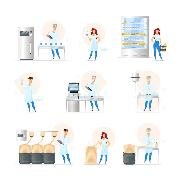 Production processes flat illustration isolated