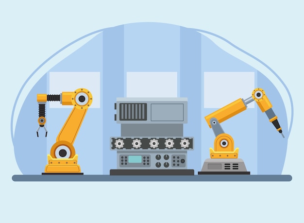 Vector production three machines scene