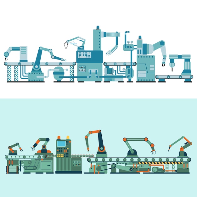 Иллюстрация транспортер производства.