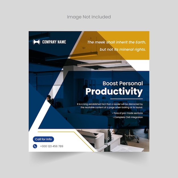 生産的なビジネスソーシャルメディアバナーとinstagramの投稿テンプレートのデザイン