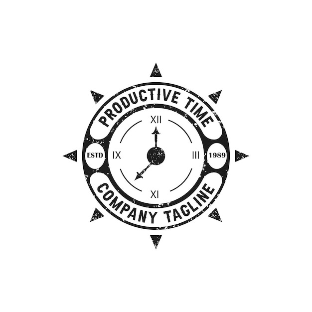 Productive time logo emblem classic vintage