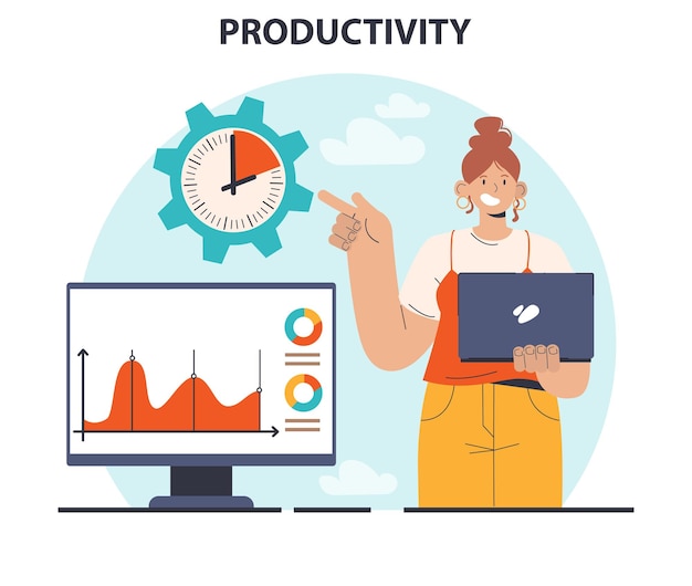 Vector productivity concept character worktime optimization employee job