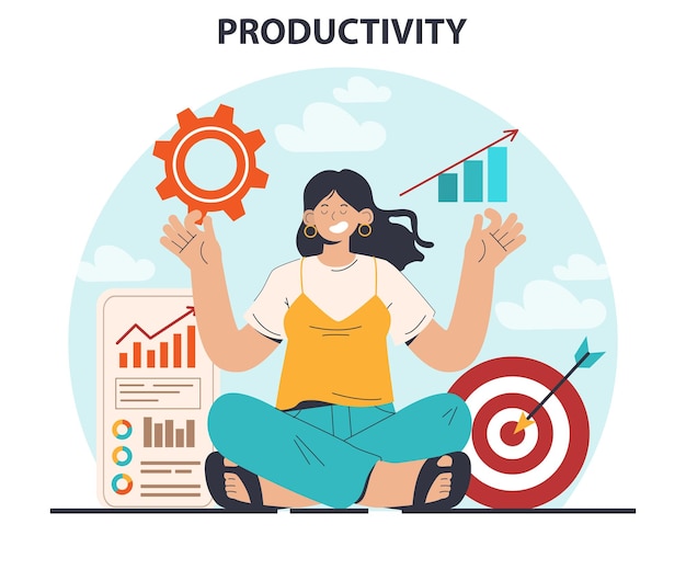 Vector productivity concept character worktime optimization employee job