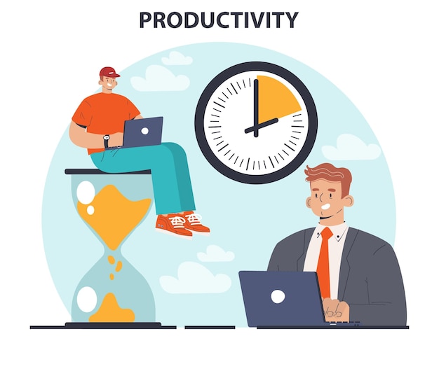 Vector productivity concept character worktime optimization employee job