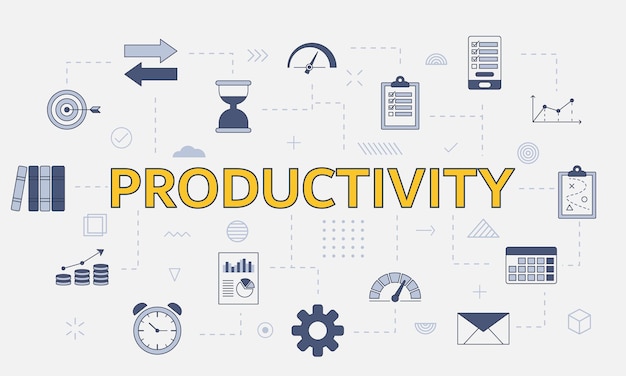 Vector productivity concept with icon set with big word or text on center