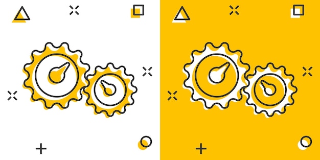 Иконка производительности в стиле комиксов Стратегия процесса мультипликационная векторная иллюстрация на изолированном фоне