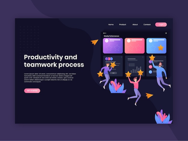 productivity teamwork landing page