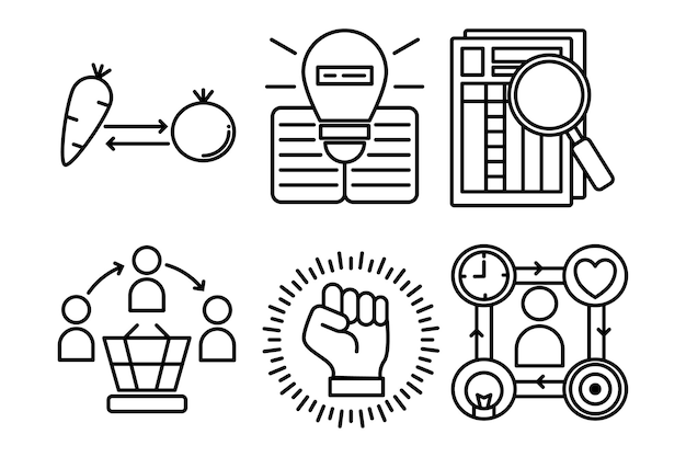 Productivity Work Simple Line Icon Set