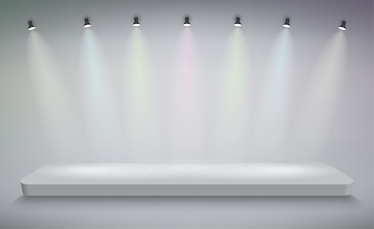Vector productpresentatie podium verlicht met licht