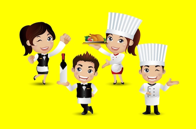Profession  chef with different poses