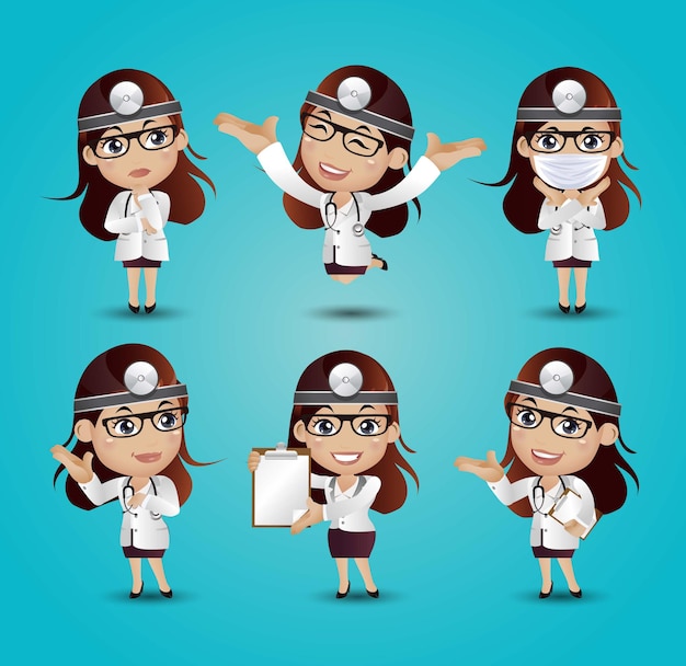 Vector profession - doctor with different poses