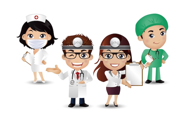 Profession  doctor with different poses