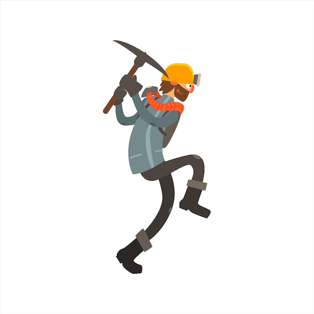 Profession Miner Primitive Cartoon Style Isolated Flat Vector Illustration On White Background