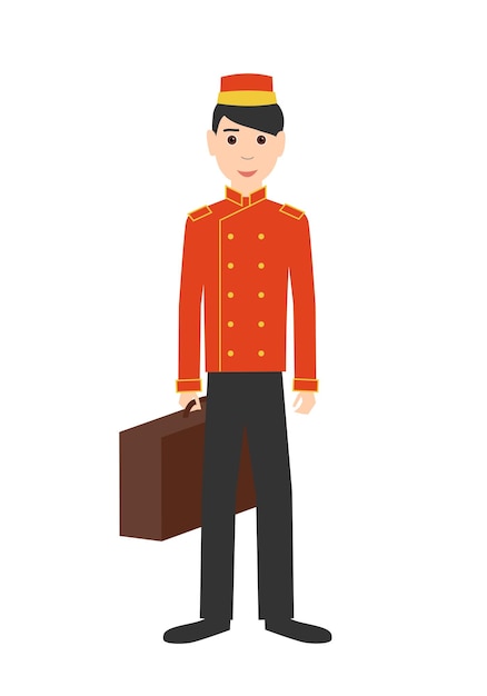 Profession: porter. Isolated on white background. Vector illustration.