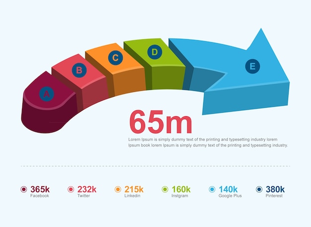 Professional 3d arrow infographic with colorful steps