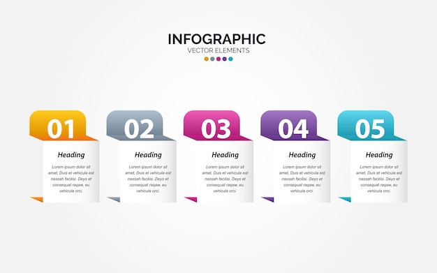 Professional 5 options horizontal infographic with icon 5 options processes