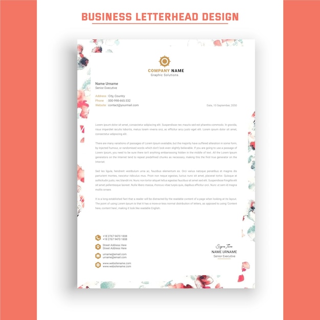 Professional a4 business letterhead design