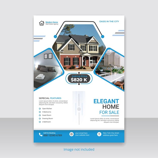 Professional A4 Editable Real Estate Brochure Template with Multiple Image Shape