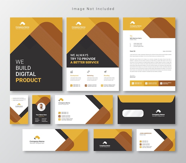 Professional abstract Brand identity stationery set