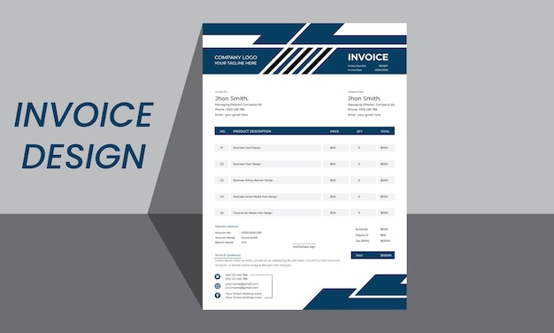 Professional abstract geometric business invoice template design